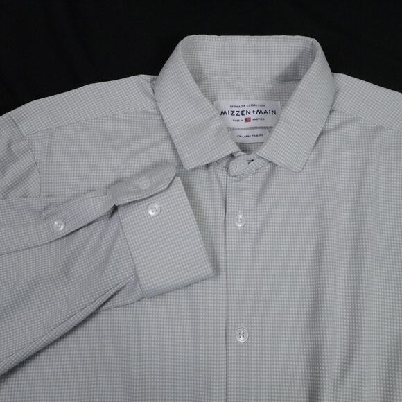 Mizzen + Main Shirt Mens 2XL Trim Fit Gray Spinnaker Collection Button Up USA - Picture 1 of 16